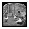 Victorian Children and Woman Feeding Hens on a Farm, Isle of Man by George Bellett Cowen